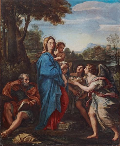 Rest On The Flight Into Egypt Oil Painting by Giuseppe Bartolomeo Chiari