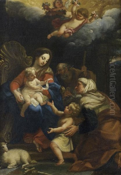 The Madonna And Child With Saint Elizabeth And The Infant Saint John The Baptist Oil Painting by Giuseppe Bartolomeo Chiari