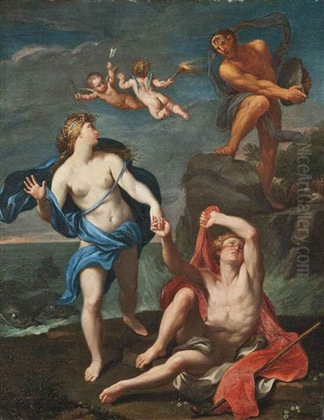 Polyphemus Discovering Galatea And Acis Oil Painting by Giuseppe Bartolomeo Chiari