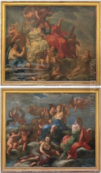 Allegories Des Vertus (pair) Oil Painting by Giuseppe Bartolomeo Chiari