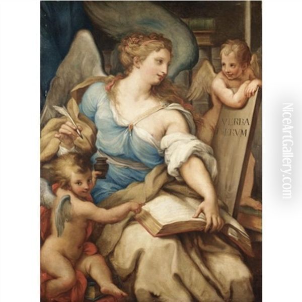 Sibilla Con Putti Oil Painting by Giuseppe Bartolomeo Chiari