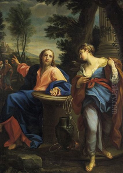 Cristo E La Samaritana Al Pozzo Oil Painting by Giuseppe Bartolomeo Chiari