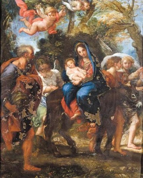 The Flight Into Egypt Oil Painting by Giuseppe Bartolomeo Chiari