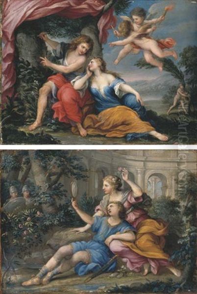 Angelica And Medoro (+ Rinaldo And Armida; Pair) Oil Painting by Giuseppe Bartolomeo Chiari