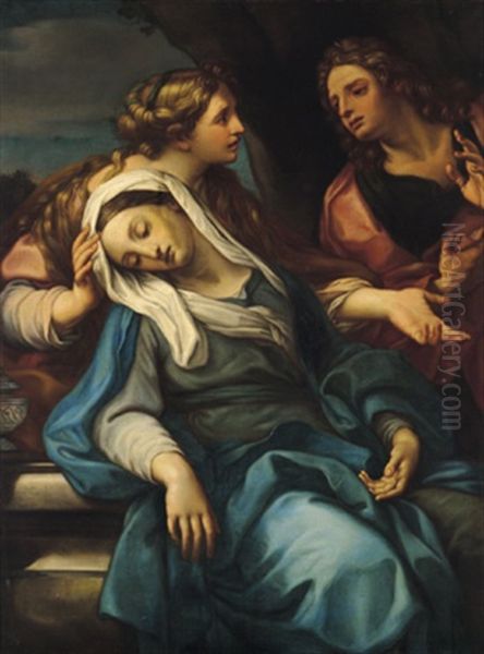 La Madonna Addolorata Confortata Da Una Pia Donna E Da San Giovanni Evangelista Oil Painting by Giuseppe Bartolomeo Chiari