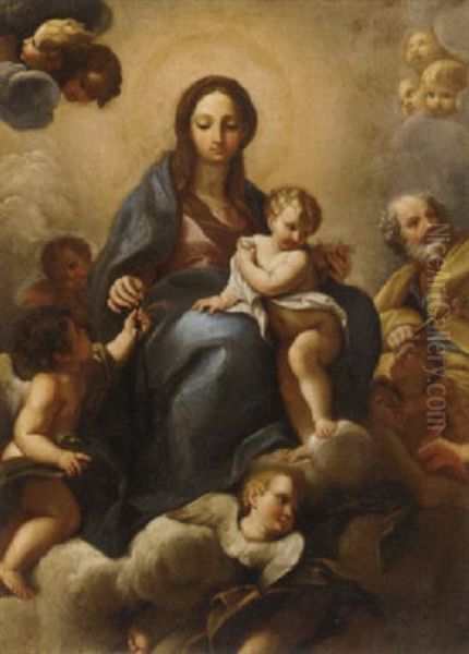 The Holy Family In Glory With Putti Oil Painting by Giuseppe Bartolomeo Chiari