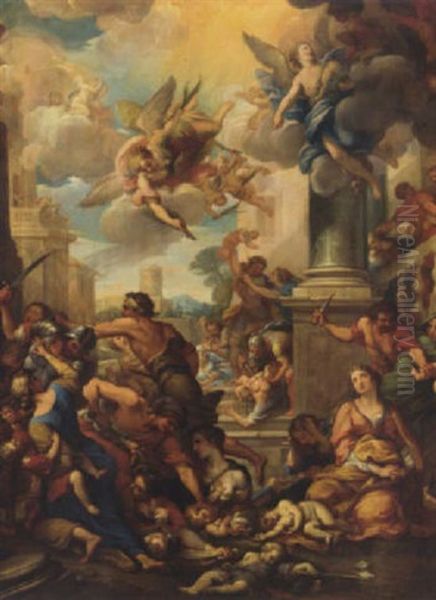 The Massacre Of The Innocents Oil Painting by Giuseppe Bartolomeo Chiari