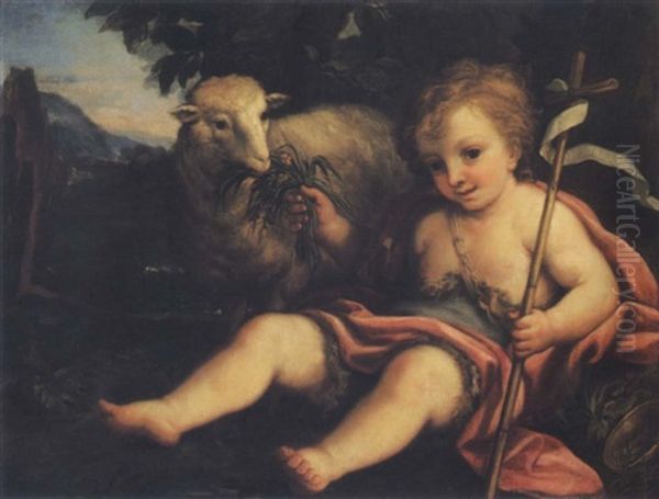 The Infant Saint John The Baptist In A Landscape Oil Painting by Giuseppe Bartolomeo Chiari