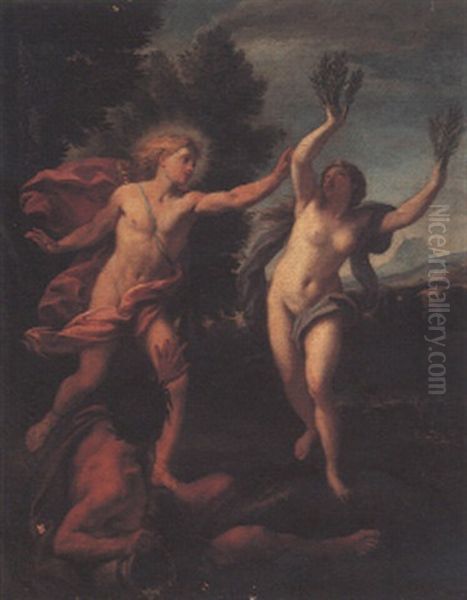 Apollo And Daphne Oil Painting by Giuseppe Bartolomeo Chiari