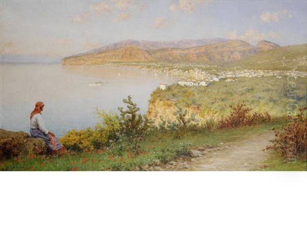 Across The Bay Oil Painting by Giuseppe Chiarolanza