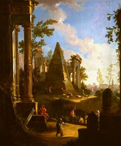 Paysage Imaginaire Avec Des Ruines Oil Painting by Francesco Chiarottini