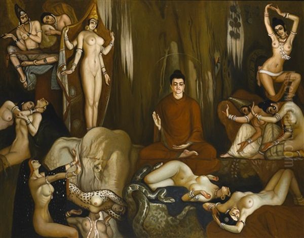 The Temptation Of Buddha Oil Painting by Eduardo Chicharro Aguera