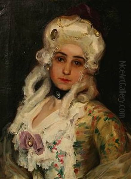 A Portrait Of The Spanish Actress Maria Ana De Jesus Guerrero Torija Oil Painting by Eduardo Chicharro Aguera