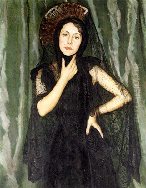 Retrato De Una Mujer (portrait Of A Lady) Oil Painting by Eduardo Chicharro Aguera