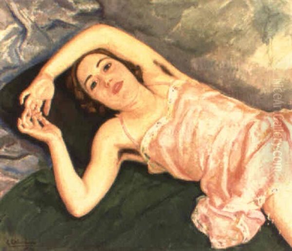 Joven Descansando Oil Painting by Eduardo Chicharro Aguera