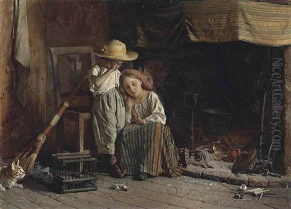 Dispiacenze Infantili Oil Painting by Gaetano Chierici