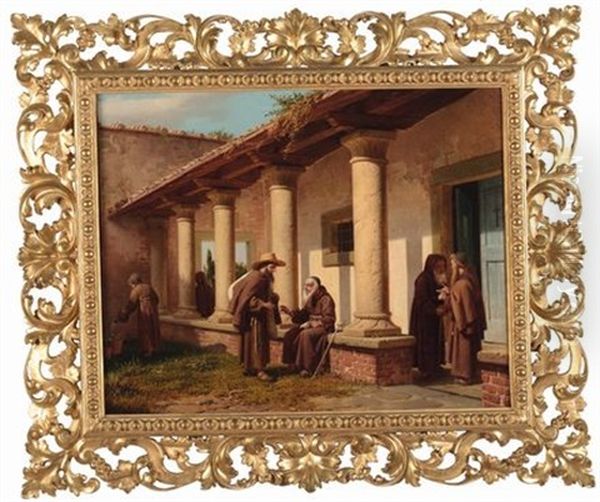 Frati Nel Chiostro Oil Painting by Gaetano Chierici