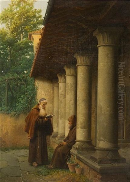 In The Cloister Garden Oil Painting by Gaetano Chierici