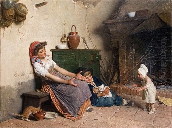 The First Steps Oil Painting by Gaetano Chierici