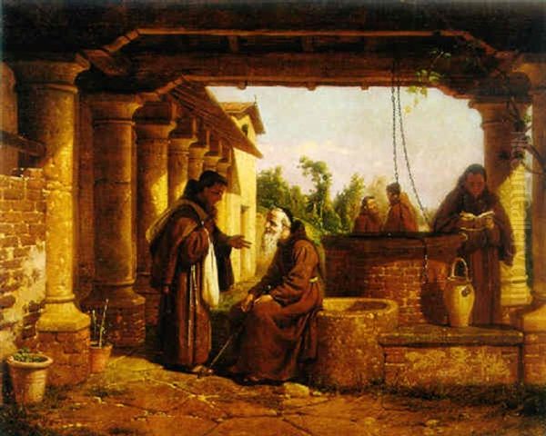 By The Monastery Well Oil Painting by Gaetano Chierici