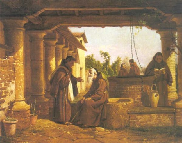 By The Monastery Well Oil Painting by Gaetano Chierici