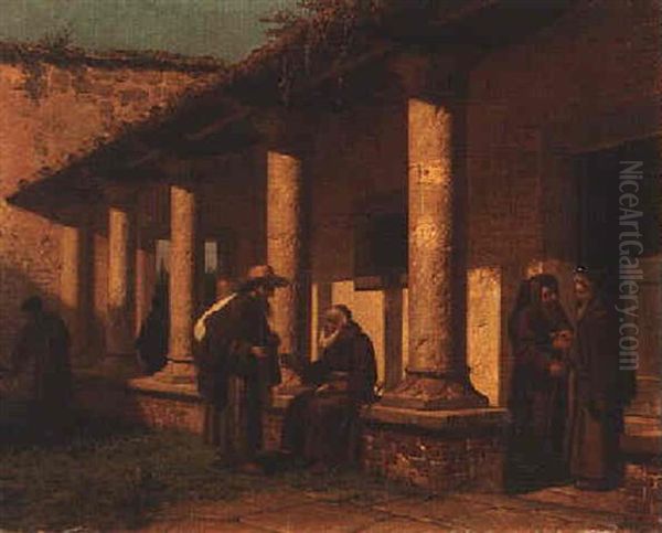 Il Selenzio Del Chiostro Oil Painting by Gaetano Chierici