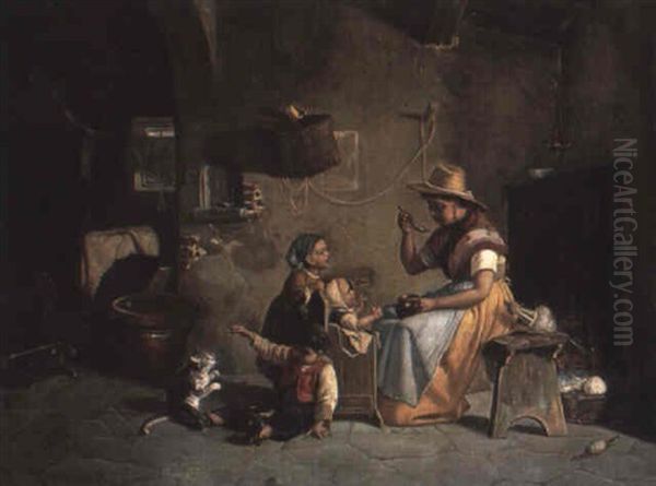 Suppertime Oil Painting by Gaetano Chierici