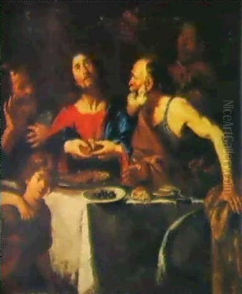 The Supper At Emmaus Oil Painting by Silvestro Chiesa