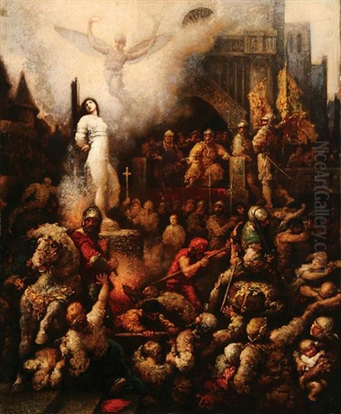 The Martyrdom Of Jeanne D'arc Oil Painting by Francois Nicolas Chifflart