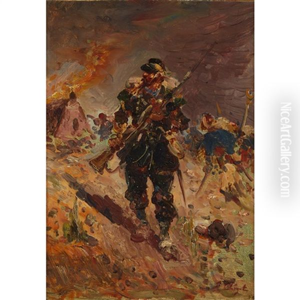 Soldier Oil Painting by Alphonse Chigot