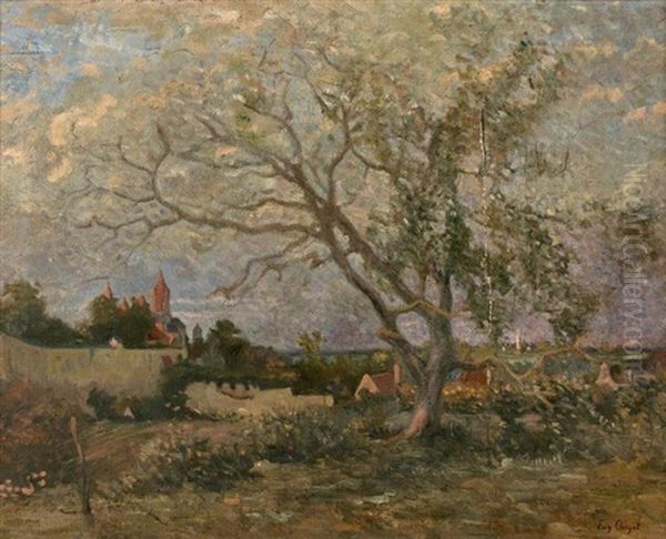 Paysage Au Clocher Oil Painting by Eugene Chigot