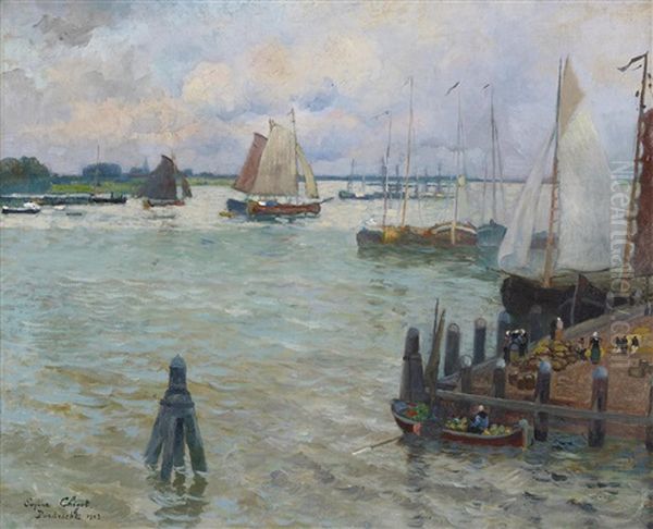 Hafen Von Dordrecht Oil Painting by Eugene Chigot