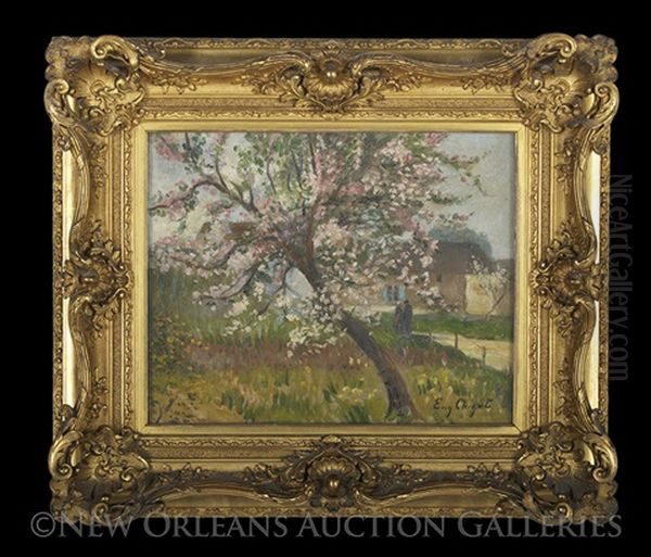 Under The Cherry Tree Oil Painting by Eugene Chigot