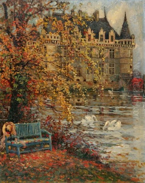 Parklandschaft Im Herbst Oil Painting by Eugene Chigot