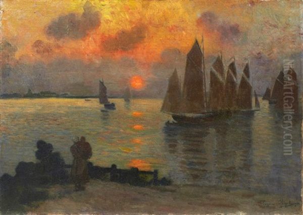 Marine Crepuscule Oil Painting by Eugene Chigot