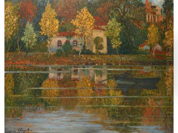 Le Sevre Nantaise Clisson Oil Painting by Eugene Chigot