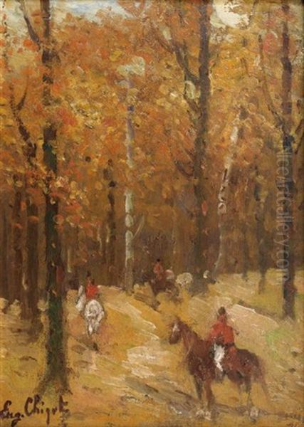 Chasse A Courre Oil Painting by Eugene Chigot