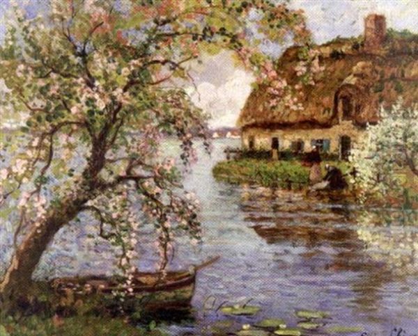 Lavandiere Au Printemps Oil Painting by Eugene Chigot