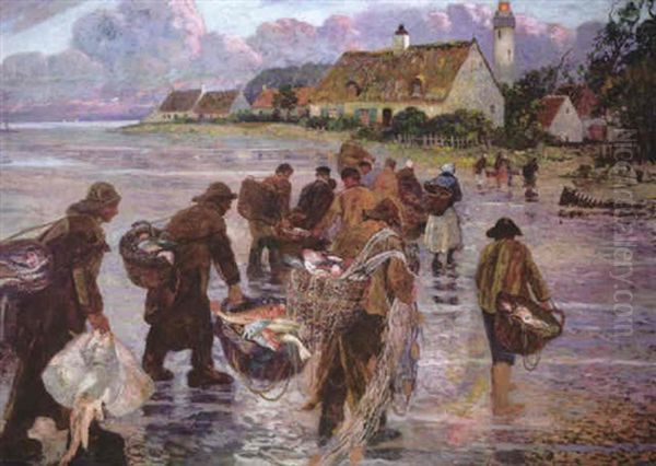 Heimkehrende Fischer Oil Painting by Eugene Chigot