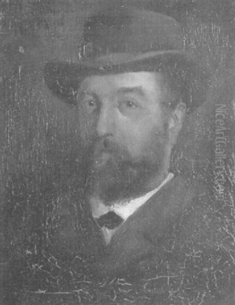 Portrait D'homme Au Chapeau Oil Painting by Eugene Chigot