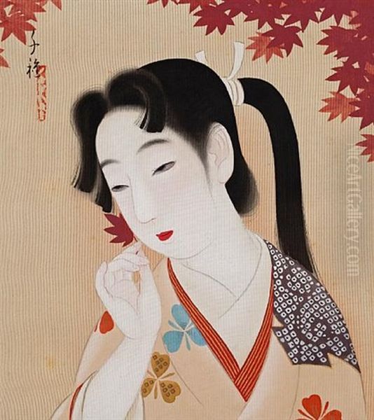 Shujo - Melancholy (+ Meibo - Clear And Beautiful Eyes; Pair) Oil Painting by Kitani Chigusa