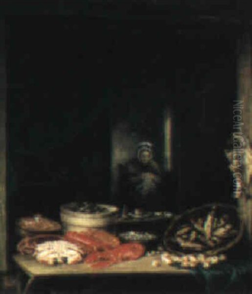 The Fishmonger's Stall Oil Painting by Elias Childe