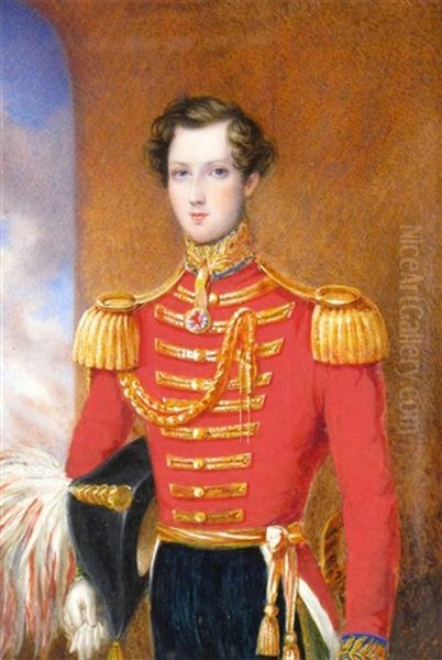 The Actor Mr. William Don (1825-1862) In Uniform, Later Sir William Don, 7th Baronet Oil Painting by James Warren Childe