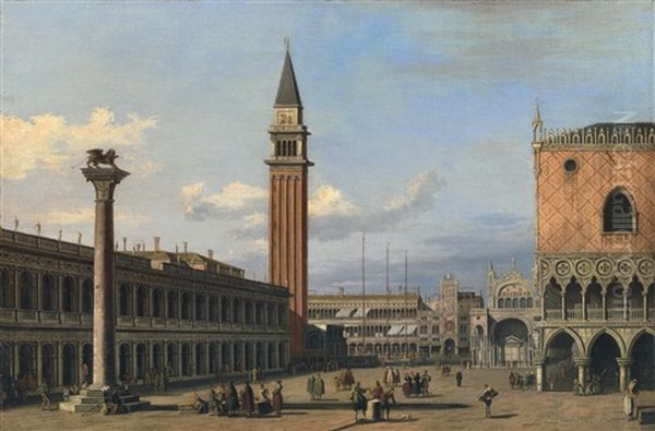 Venice, A View Of The Piazzetta Oil Painting by Vincenzo Chilone