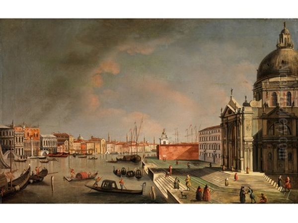 Venezianische Stadtansicht: Blick Auf Den Canal Grande Mit Der Kirche Santa Maria Della Salute Oil Painting by Vincenzo Chilone