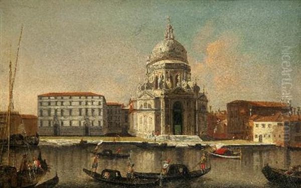 Veduta Del Canal Grande Con La Basilica Della Salute Oil Painting by Vincenzo Chilone