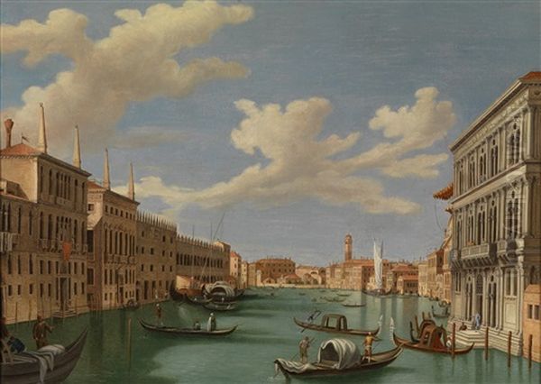 Venezianische Vedute, Blick Von Der Ca Calergi Uber Den Canal Grande In Richtung San Geremia Oil Painting by Vincenzo Chilone