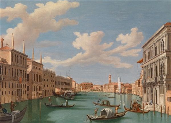 Venezianische Vedute, Blick Von Der Ca Calergi Uber Den Canale Grande In Richtung S. Geremia Oil Painting by Vincenzo Chilone