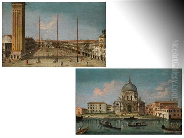 Ansichten Von Venedig (pair) Oil Painting by Vincenzo Chilone