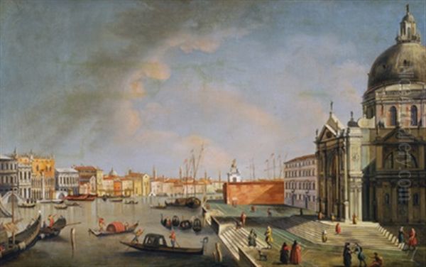 Venezianische Vedute Mit Der Salute Kirche - Veduta Di Venezia Oil Painting by Vincenzo Chilone